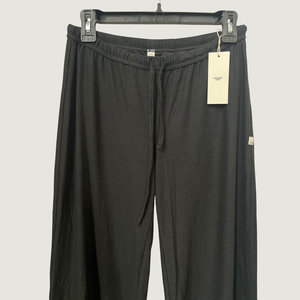 Black Wide-Leg Lounge Pants with Drawstring - Picture 5 of 7